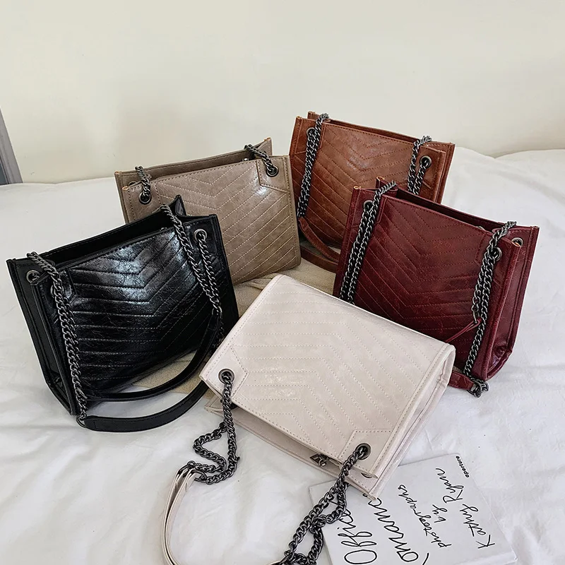 Модные большие сумки на плечо для женщин путешествий из кожи пу качественная