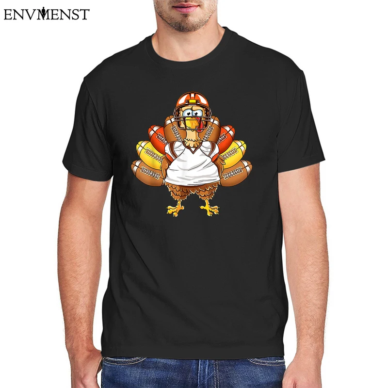 

Turkey Football Thanksgiving New Design Men's Graphic Short-sleeved Thankful Boys Vintage Shirts Oversized O-Neck Men's T-shirts