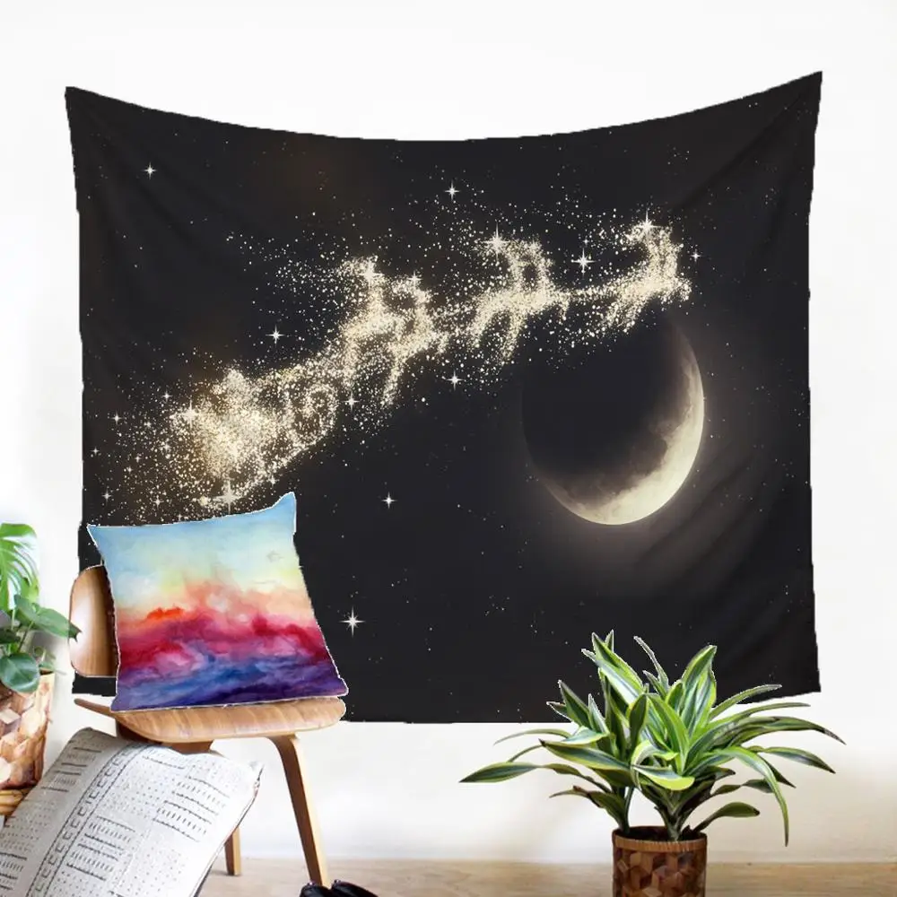 Санта-Клаус под луной шаблон Tepestry 2019 Рождественское украшение домашний декор