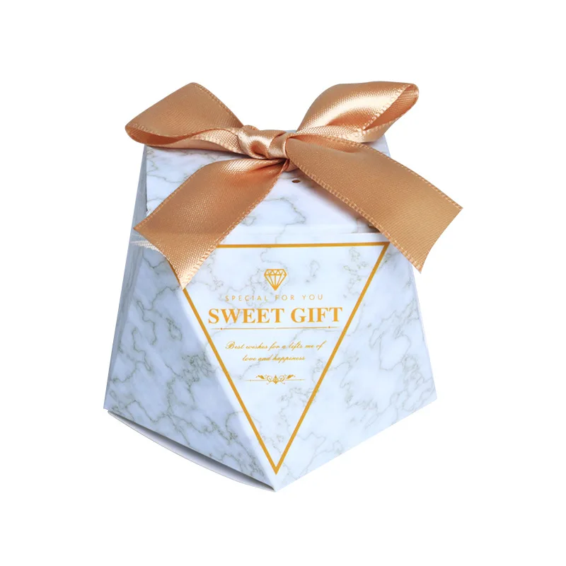

New Diamond Marble Wedding Favor Candy Box Gift Boxes Baby Shower Paper Gift Chocolate Boxes for guests Gift Bags Party Supplies
