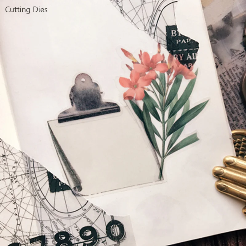 Самоклеящиеся бумажные стикеры 27 шт./лот с зажимом и принтом для скрапбукинга