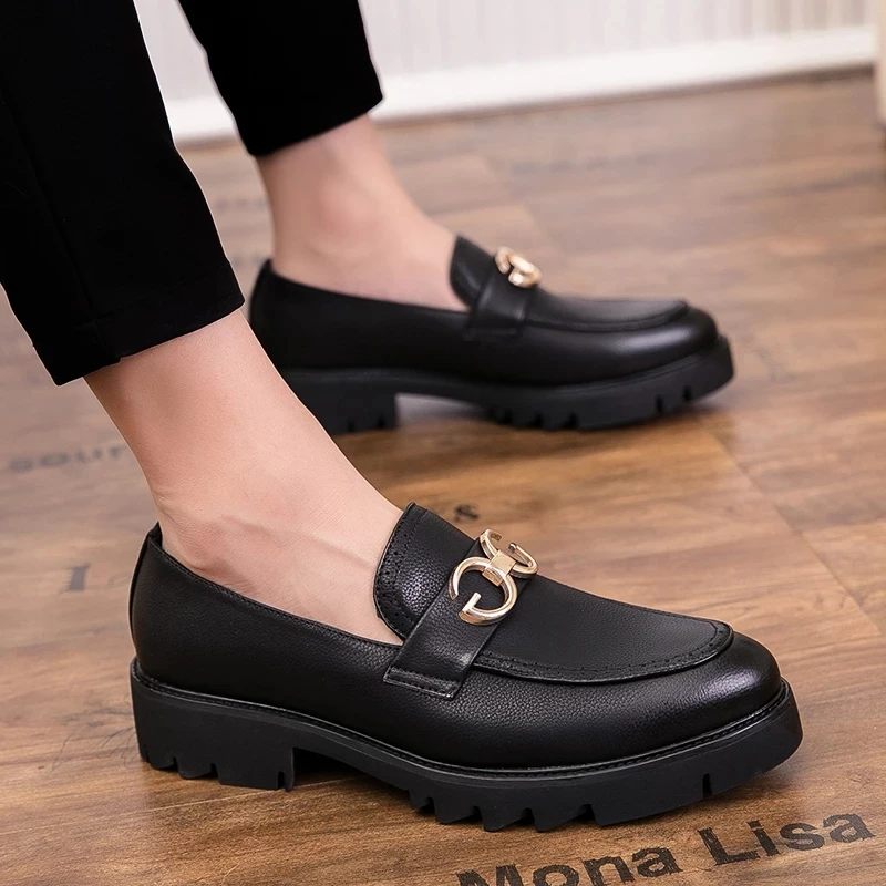 2021 summer new style personality Korean fashion men's casual leather shoes peas leather shoes leather shoes