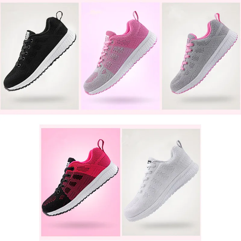 Light Female Sneakers Women Running Shoes Lace-Up Breathable Mesh Casual Sport Walking Shoe Black Ladies Summer Zapatillas Mujer