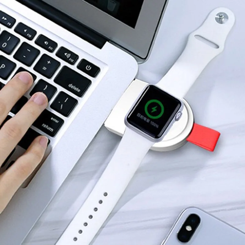 

Беспроводное зарядное устройство для Apple Watch series 5 4 3 2 1, портативное зарядное устройство USB, удобная Магнитная подставка 2 Вт, входной разъем, ...