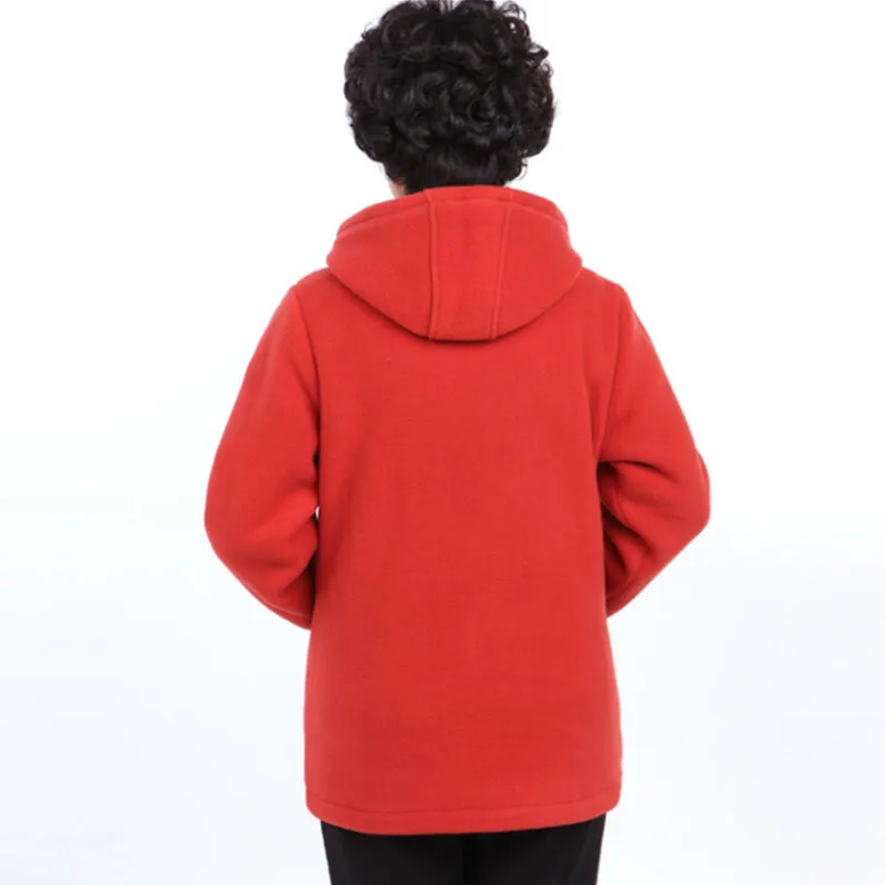 Куртка женская флисовая с капюшоном свитшот плюшевой подкладкой для бабушек и