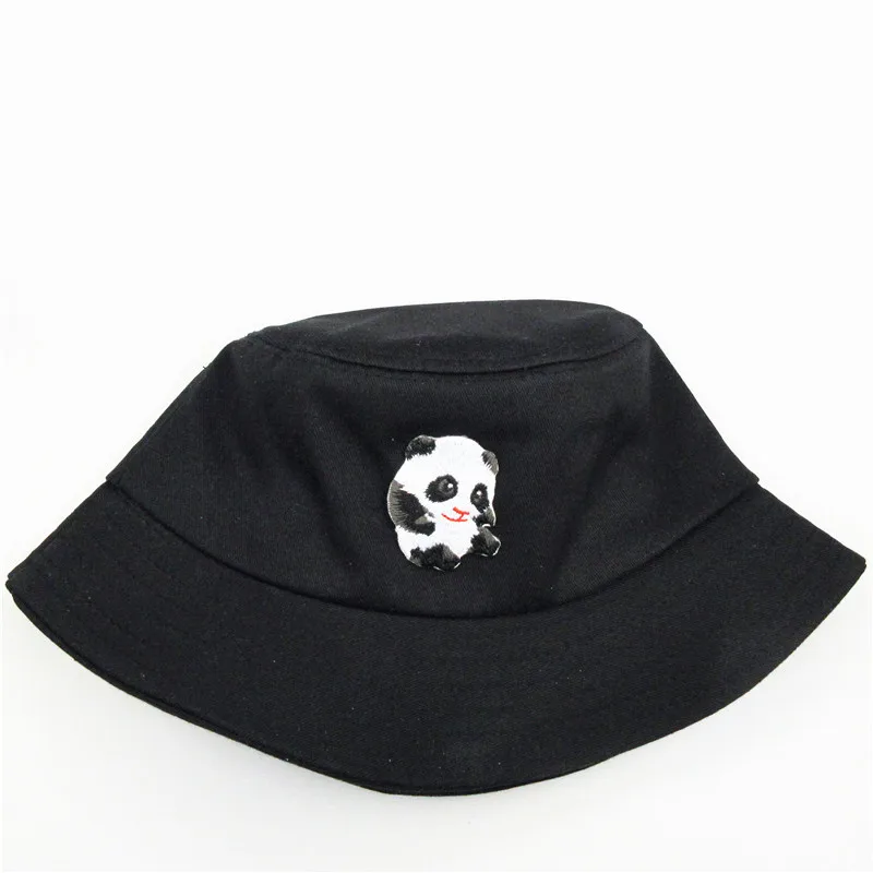

2021 Panda Animal Embroidery Cotton Bucket Hat Fisherman Hat Outdoor Travel Hat Sun Cap Hats for Men and Women 174