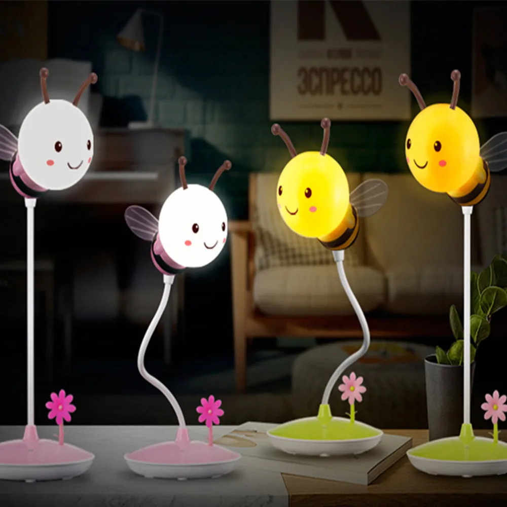 Hinnixy Bumble Bee ночной Светильник USB перезаряжаемая 3D настольная лампа животное розовый зеленый Детский Светильник для спальни подарок на день рождения