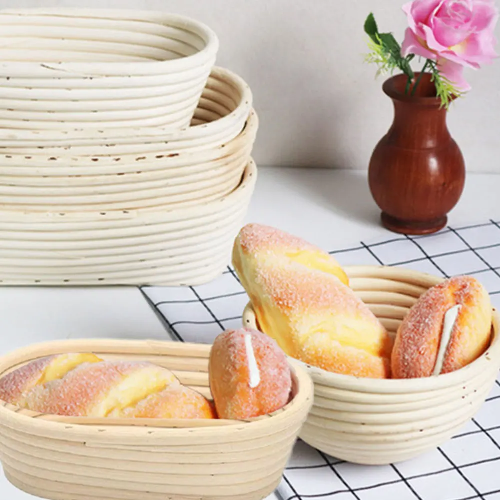 6PCS Oval Dough Banneton Brotform Dougn Rattan Bread Proofing Proving Baskets Fermentation Wicker Basket Kitchen Supplies | Дом и сад