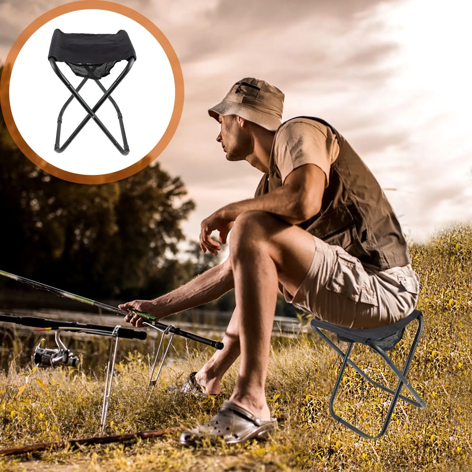 

Portable Aluminum Alloy Simple Folding Footstool Stool Chair for Rest Gift Outdoor