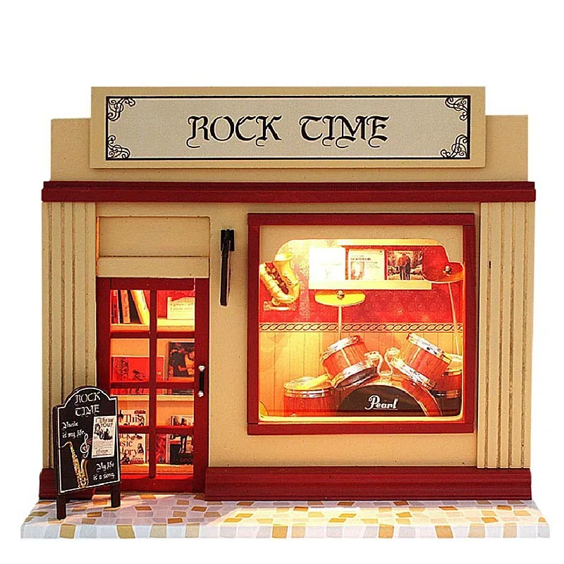 

DIY Wooden Miniatura Doll House Room Box Handmade 3D Miniature Dollhouse Wood Educational Toys Girl Gifts -Europe Shop Cake Love