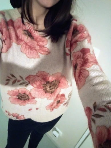 Мохеровый джемпер Для женщин розового цвета шикарный цветочный с круглым