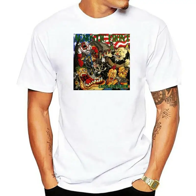 

Повседневная футболка, винтажная белая агностическая футболка с логотипом на переднем ремешке для будильника, мужская летняя футболка с ко...