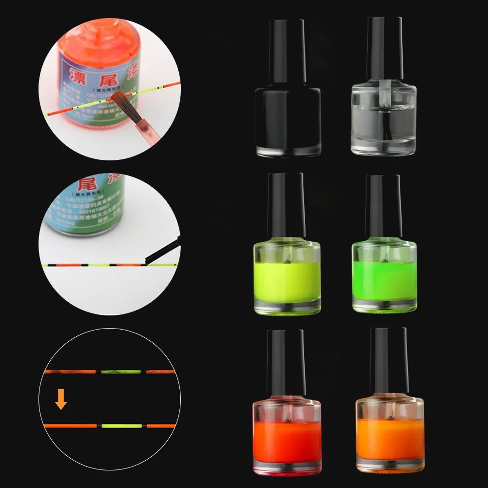 

1pc 10ml Fishing Float Tip Paint Fluorescent Paint High Visibility Fishing Float Tip Paint Fast Dry Floats Tail Repairing Tool