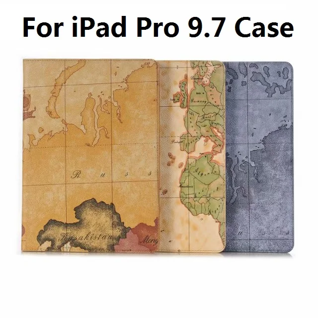 9 7 ''Новый чехол с принтом карты для iPad Pro A1673 A1674 A1675 отделением карт Кожаный