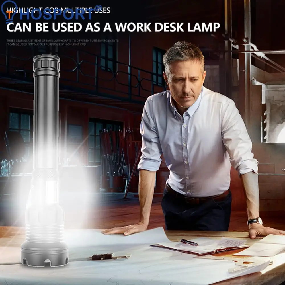 

2800LM XHP160 COB LED Flashlight USB Rechargeable Super Bright Zoomable Long Lantern Multi Function Waterproof Flashlight