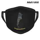 Флаг и Карта Аргентины с гимном, модный принт, забавная многоразовая маска для лица Pm2.5 с рисунком Аргентины, Марадона, лайнель, речная тарелка