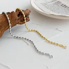 Реальные 925 стерлингового серебра овальные бусины браслеты из нержавеющей стали для женщин, аксессуары, минималистичное Золотое Цвет цепного браслета бангел женских украшений