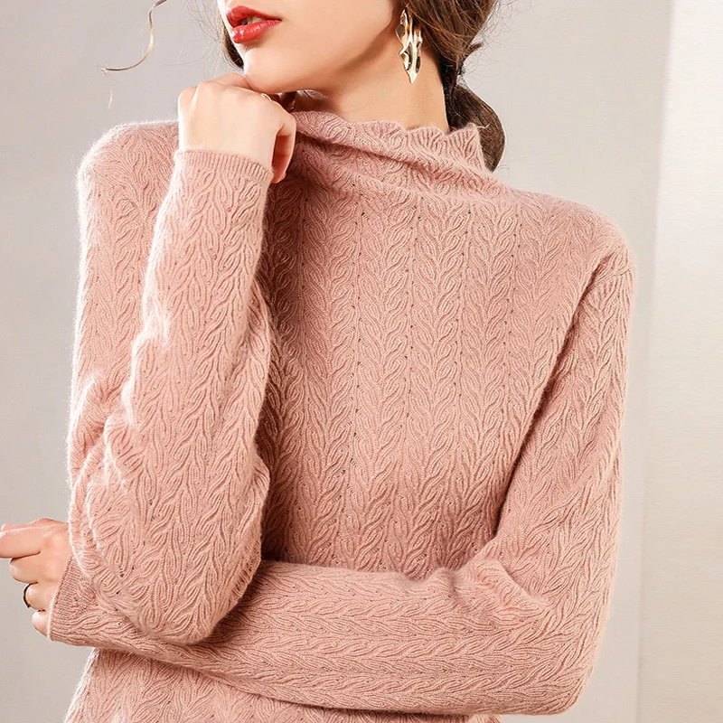 Свитер с воротником-лепестком кашемировый приталенный свитер модный костюм на