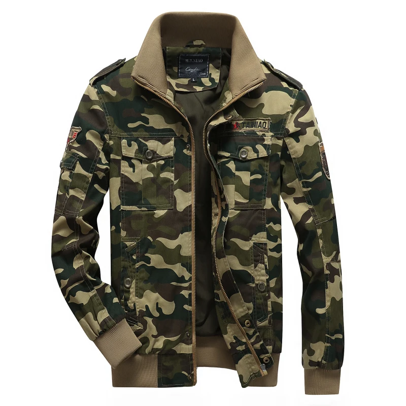 

100% Cotton Big Size Pilot Patches Men Camouflage Military Flight Flying Bomber Jacket Fat Man Male Autumn Winter Clothing Coat