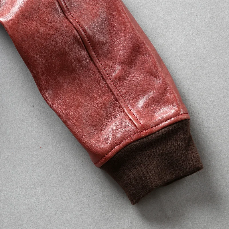 

New Men AVIREXFLY Indian skull Embroidery Genuine Leather Jacket Fashion Thick Goatskin Air Force Slim Fit A1 Pilot Jackets