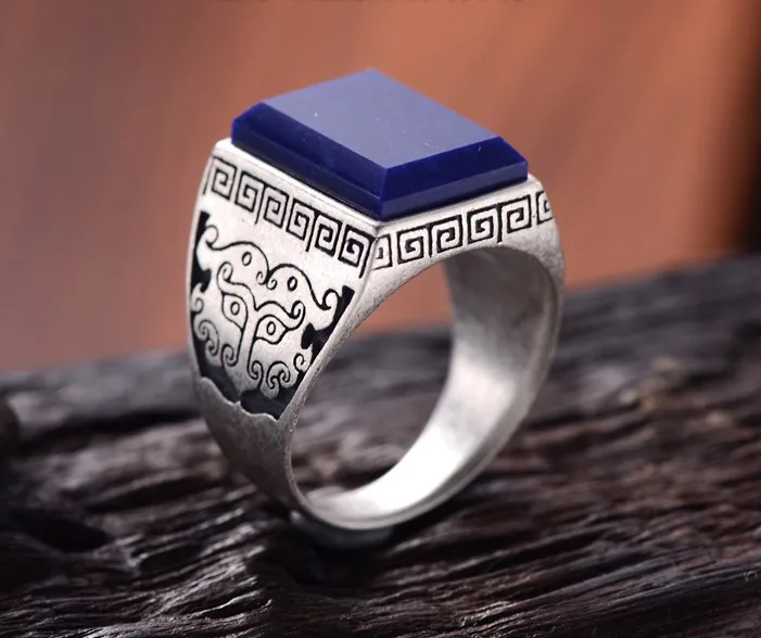 

100%925 Thai silver lapis lazuli ring jewelry free shipping