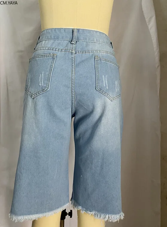 См. Несокрушимая Механическая по колено с вырезами джинсовые штаны Для женщин