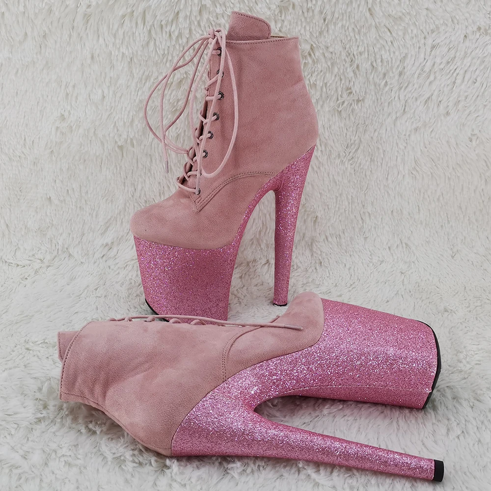 

Leecabe 20CM/8Inch lady ankle boots High Heels glitter platform Pole Dance boot