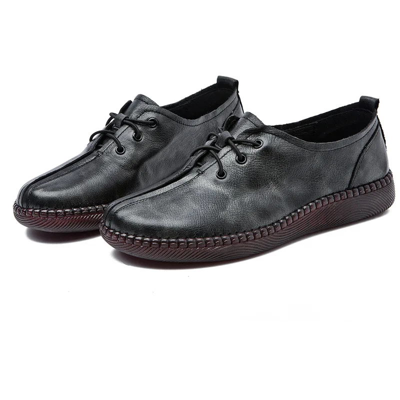 

Женская кожаная обувь, новинка весны 2020, женская обувь ручной работы в стиле ретро, повседневная обувь на мягкой подошве