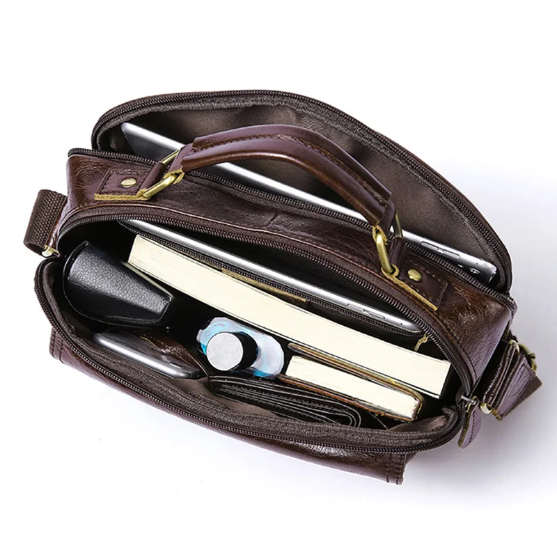 Сумка на плечо мужская из 100% натуральной воловьей кожи мессенджер портфель кросс