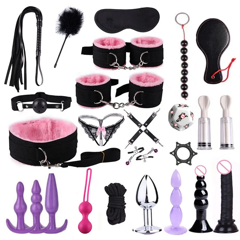 Бондажный комплект БДСМ Вибратор Интимные Игрушки для женщин и мужчин зажимы