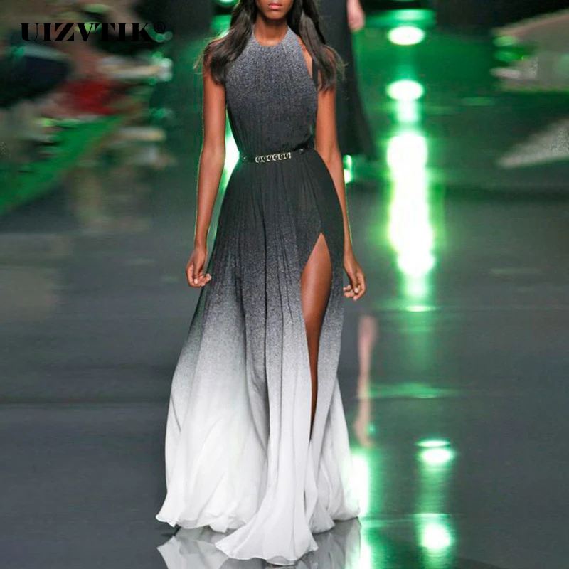 

Женское вечернее платье без рукавов, Элегантное Длинное Платье с завышенной талией и градиентом, повседневная одежда макси для вечерние, ле...