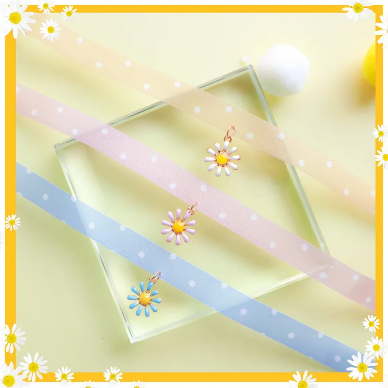 Женское колье-чокер в горошек с подвеской виде цветка | Украшения и аксессуары