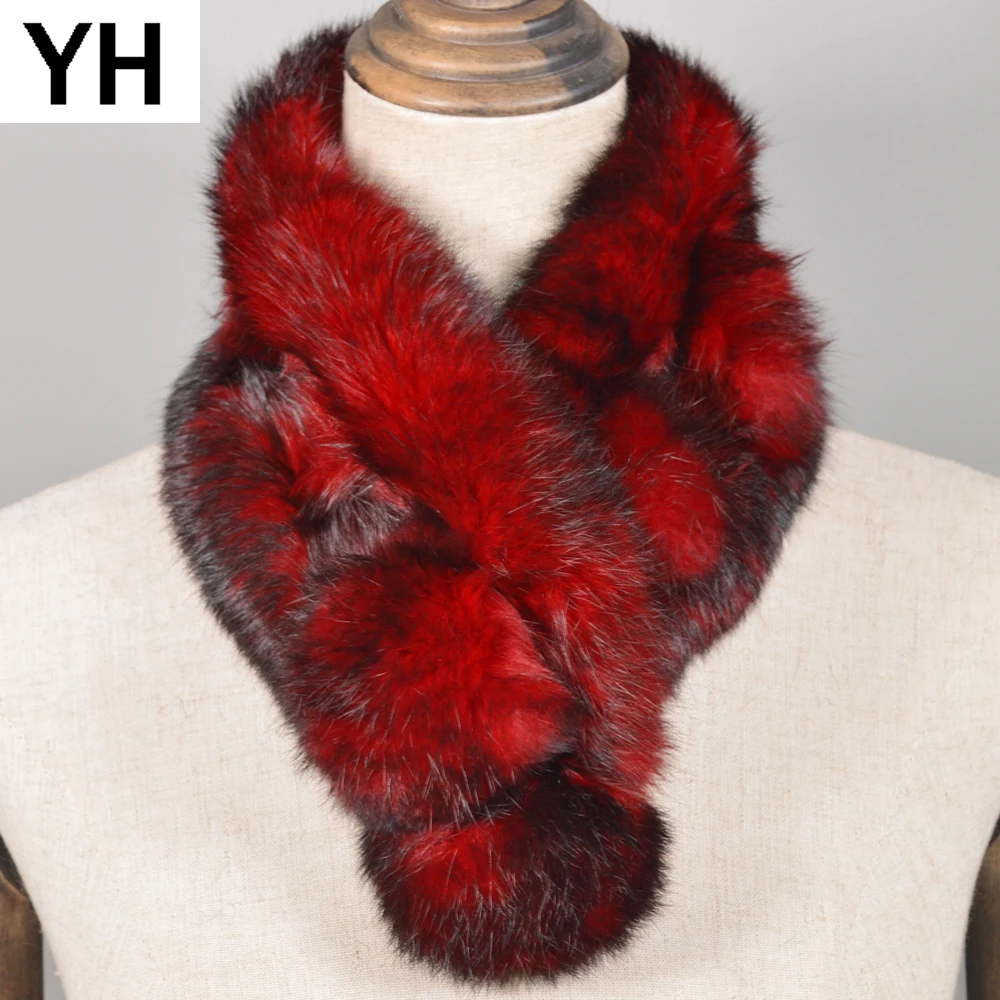 Женский шарф из натурального кроличьего меха мягкий теплый ручной работы 100%