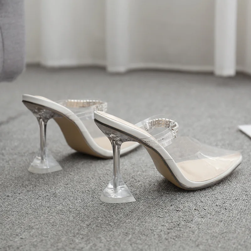 2020 Новые популярные модели прозрачные стразы босоножки с острым носком на