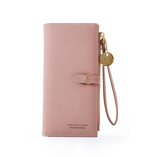 Dark Pink Ladies long Wallet Fashion Designer Money+Phone+Coin+Card Big Women Wallets With Zipper Pocket Cute Clutch Female Purses - Цвет: Dark Pink