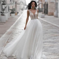 eightree sexy beaded beach wedding dresses spaghetti straps crystal bridal dress boho vestido de noiva backless wedding gown