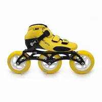 3*110mm Carbon Fiber Inline Speed Skates Shoes Street Road 85A 110mm Wheel ILQ11 Bearing Asphalt Concrete Male Female Kid Yellow