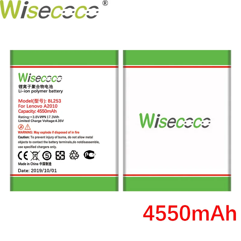 WISECOCO 4550 мАч BL253 батарея для lenovo A2010 A2800D A3800D A2580 A2860 Vibe A 4," A1000 A1000m мобильный телефон+ номер отслеживания