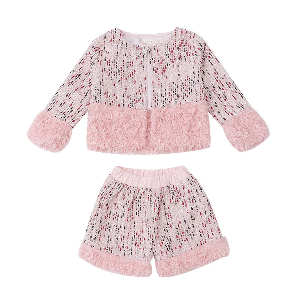 

2021 Spring Autumn Kid Girl Clothing Set Casual Long Sleeve Outwear Coat +Shorts 2Pieces Outfits For Baby Girl 4 5 8 10 12Yrs