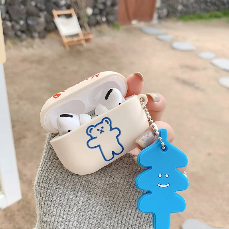 

3D brunch bear keychain silicon Earphone Headset Case For Airpods pro air pods pro 3 cover for airpods 1 2 cute Bluetooth coque