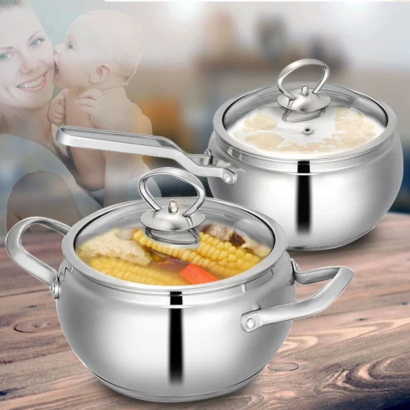 

Stainless Steel Milk Pot Non-stick Baby Baby Food Pot Small Soup Pot Porridge Cooked Instant Noodles Thickening Pot Induction