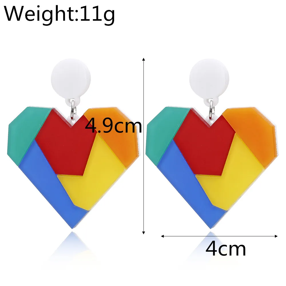 Женские винтажные серьги подвески YAOLOGE яркие в богемном стиле с большим сердцем