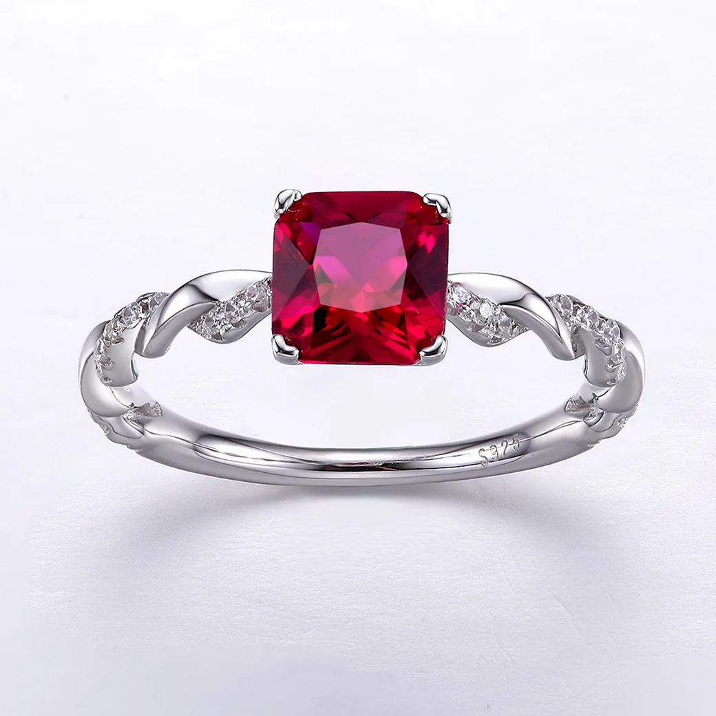 Стерлингового серебра драгоценности из и камней подушки рубиновое кольцо