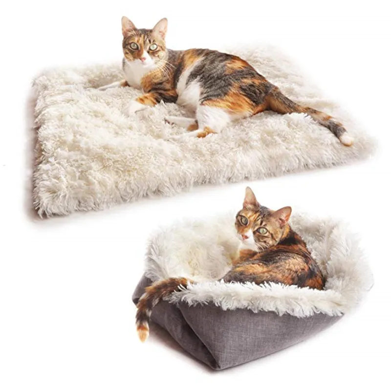 

Long Plush Pet Mat Warm Dog Beds Soft Pet Blanket Sleeping Blanket For All Season Thickened Puppy Beds Dual Purpose Mat or Bed