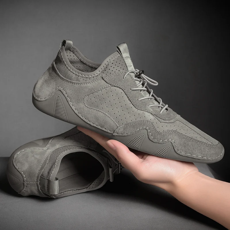 Мужские кроссовки из натуральной кожи на плоской подошве | Обувь