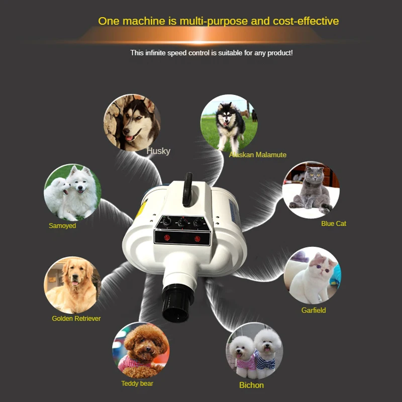 

230V 2800W Power Hair Dryer For Dogs Pet Cat Grooming Blower Warm Wind Secador Fast Blow Small Medium