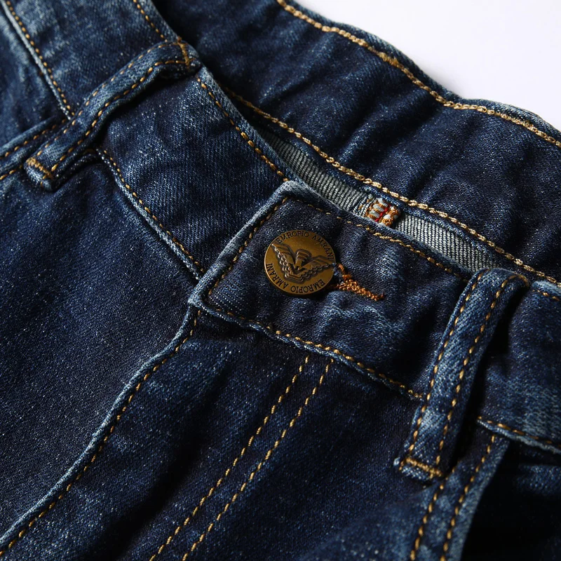 

BAIDAFEILI 2020 New Fashion Embroidery Men Slim Jeans Korean Cartoon Pattern Casual High Waist Denims Pants Blue