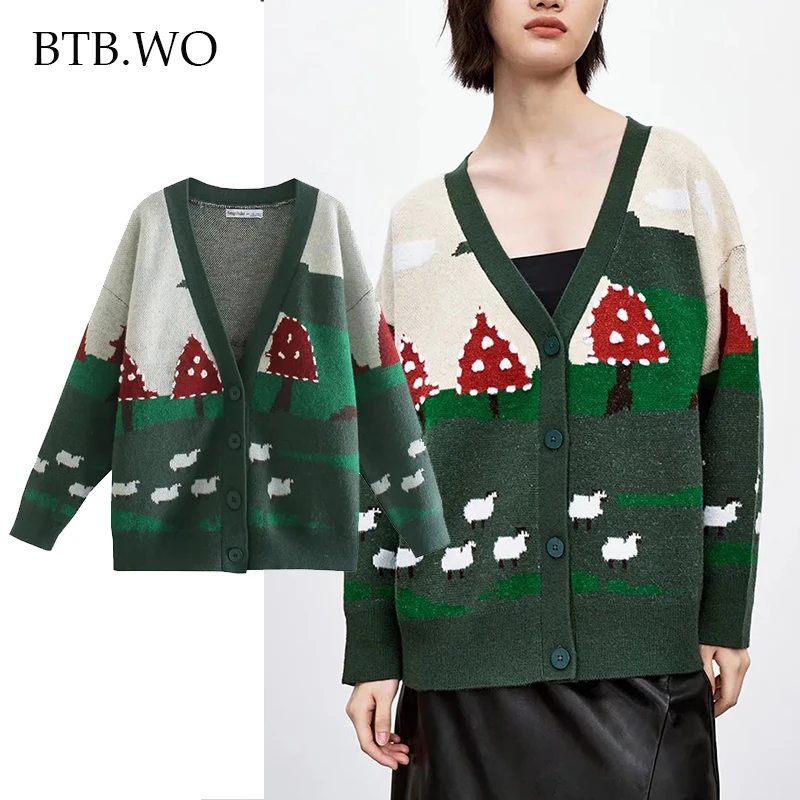 

Женский кардиган с длинным рукавом Za, винтажный свитер с V-образным вырезом, шикарные топы, зима-весна 2022