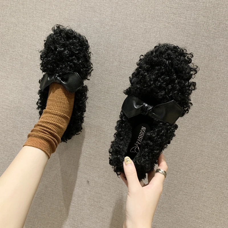 

Plush Plus Leisure Warm Winter Boat Shoe White Casual Velvet Shoes Women Simple Solid Daily Home Flat Shoes Zapatos Mujer W36-68