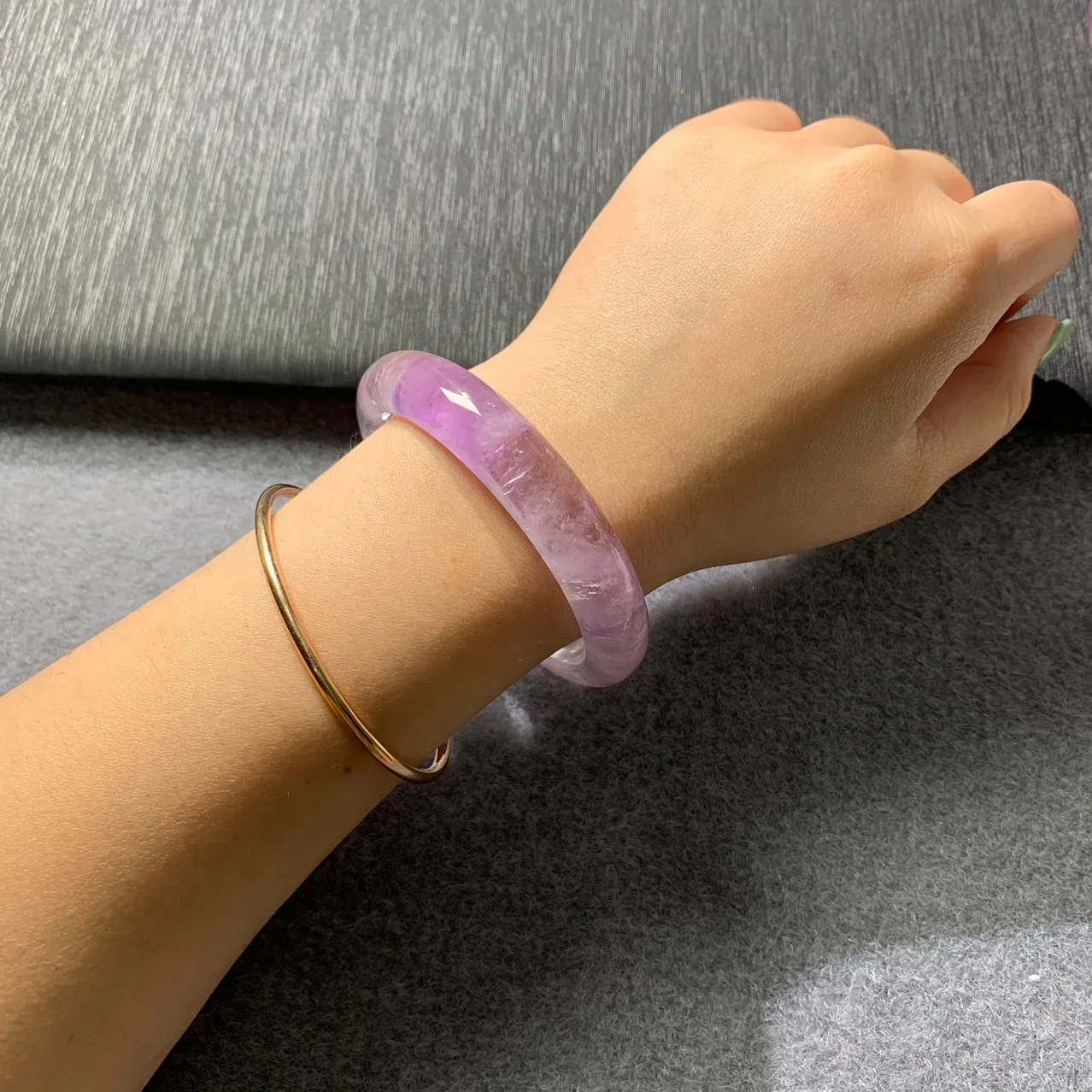 

Genuine Natural Lavender Color Amethyst Jade Bangle Bracelet for Women Energy Natural Gemstone Healing Bracelet Fine jewelry